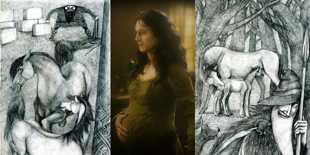 artistic vision of loki pregnant sleipnir and Svadilfari