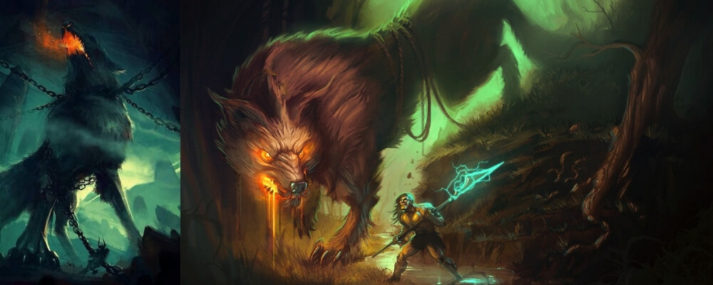 Fenrir the wolf of the northern mythology