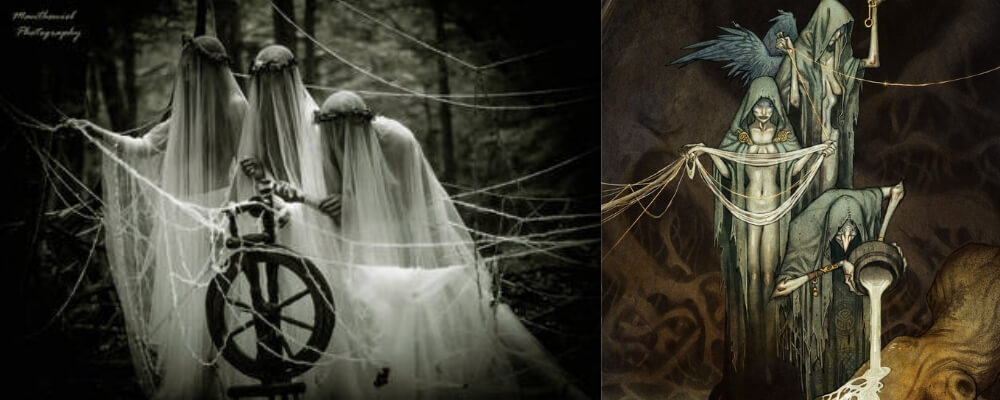 les trois femmes norns créature de la mythologie nordique
