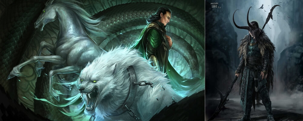 Loki the nordic god father of sleipnir fenrir and the serpent of midgard