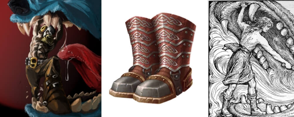 Vidar’s Shoes are the legendary weapon used for kick open fenrir's open jaw