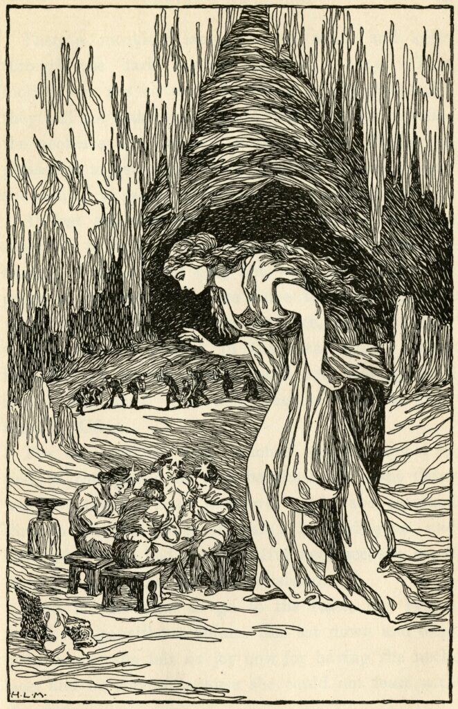 Freya and the dwarves, from Asgard Stories, 1901. Source: University of Victoria, Canada