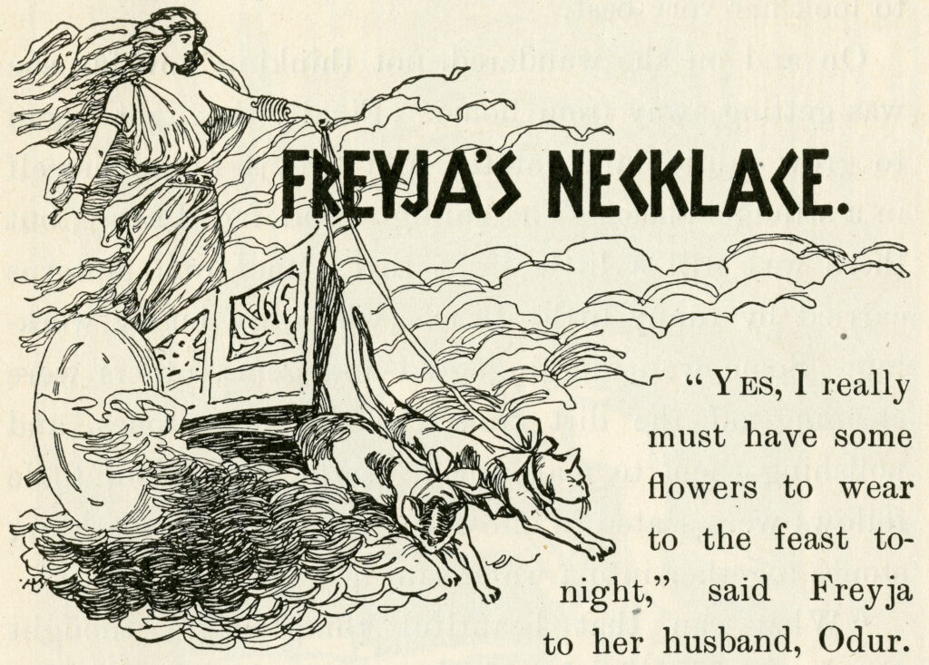 Freya in her cat chariot, from Asgard Stories, 1901. Source: University of Victoria, Canada