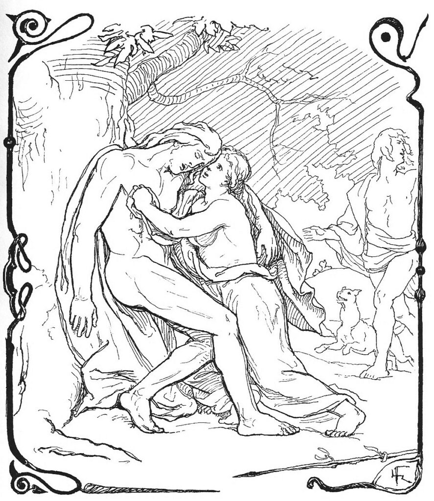 Frigg and Balder, by Lorenz Frølich, 1895