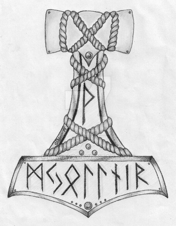 Mjolnir Thor's Hammer Tattoo Design