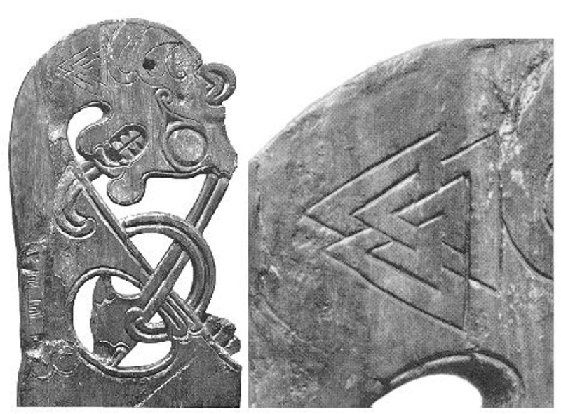 Valknut auf dem Oseberg-Schiffsbettgestell