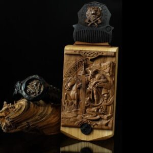 Valknut and Bear Viking Wooden Watch