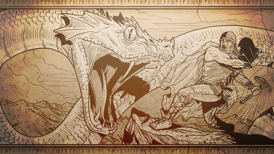 Thor et Jörmungand s'affrontent lors du Ragnarök.