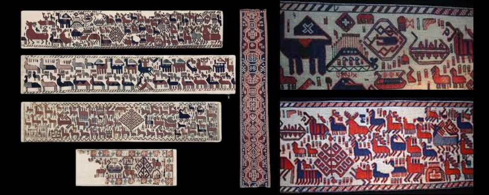 Zusammengesetzte Fragmente des Overhogdal- Wandteppichs