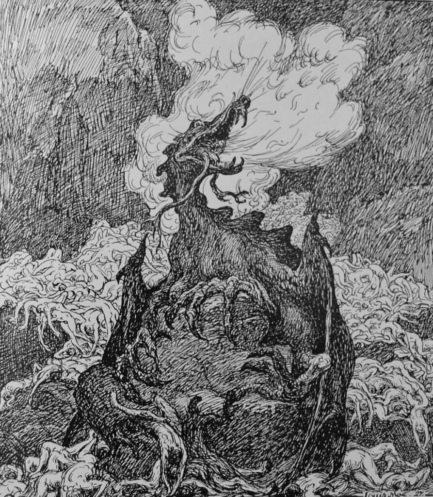 Nidhoggr bei Ragnarök, Louis Moe, 1929. Quelle: University of Victoria